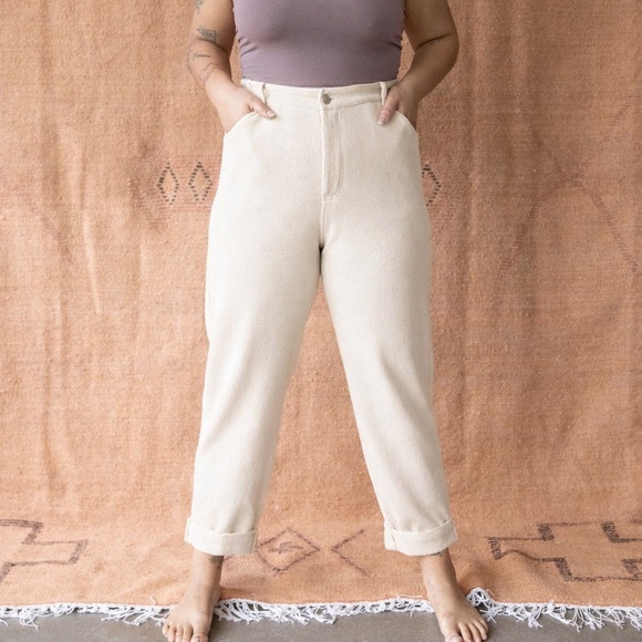 Una Pluma Pants - High Rise Una Pluma Cream Corduroy Pants - S, L, & XL